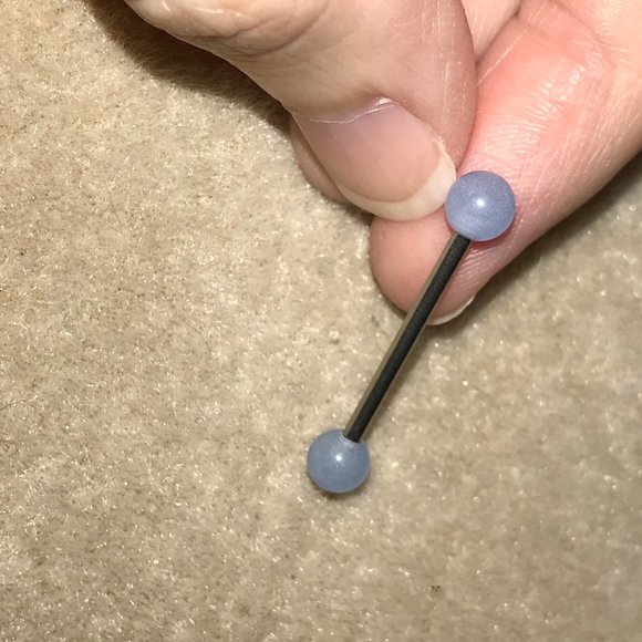 14 Gauge Light Blue Design Tongue Ring - Picture 2 of 3